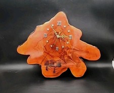 Vinatge Wall Clock Slab Wooden Cypress Slab Tree Wood Cabin Scenery Pyro Tested picture