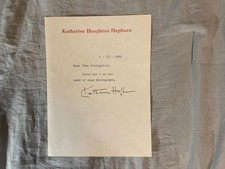 Katharine Hepburn Actress Original Signed Autograph Letter Dated 1985 picture