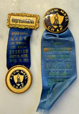Antique AOUW Massachusetts Badges 1901 1904 Boston Fraternal Ribbon Medals picture