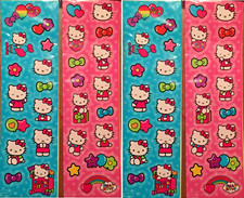 Sanrio HELLO KITTY Bright Teal PINK Stickers 4 Sheets Rainbow Airplane Stars picture