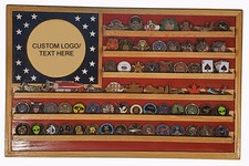 Custom traditional Challenge Coin Display Flag  (your logo) Holds 70-100 Coins picture