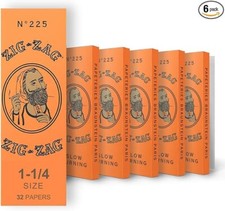 😎 ZIG ZAG ORANGE CIGARETTE ROLLING PAPERS 1 1/4 😎 6 BOOKLETS ✨👀 No. 225 picture