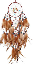 Brown Feather Dream Catchers for Bedroom, Small Wall Hanging Dream Catchers for picture