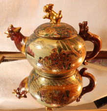 SCARCE CHINESE POTTERY TEAPOT DRAGON HANDLE DOG LID CHICKEN SPOUT AMAZING ART picture