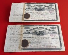 1886 (2) Pittsburgh Marion & Chicago Railway Stocks Scenic Rail Vignette OH & PA picture