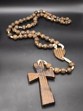 42in Large Wooden Rosary beads 107cm Handcarved Wood Cross 5.7in 190g Catholic picture