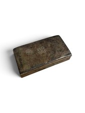 Antique Victorian Silver Plated Desk Jewelry Box w/ Monogram picture