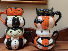 4 - Johanna Parker Halloween Devil Vampire Spider Bat Halloween Mugs- Boxed New picture