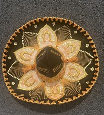 23” Mexican Sombrero Pigalle XXXXXXX  Gorgeous Handmade Black  & Gold picture