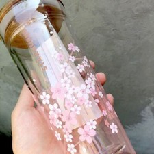 Starbucks Tumbler Pink Sakura Double Glass Straw Cup 591 ml+ Wooden Lid + Plug picture