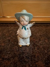 Vintage 1950's Angel Cowboy w/ Hat & Gun Belt Ceramic Figurine Japan picture