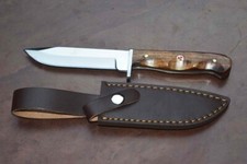   Handmade D2 steel hunting skinner knife with wood handle& Leather sheath  picture