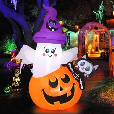 5 FT Halloween Inflatables Pumpkin Ghost Cat Outdoor Decorations Blow Up Yard wi picture