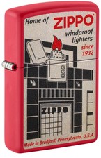 Zippo Blueprint Design Red Matte Windproof Pocket Lighter, 233-121019 picture