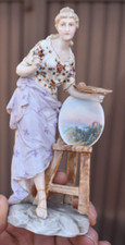 Antique early 1900s German Volkstedt porcelain marked  painter figurine picture