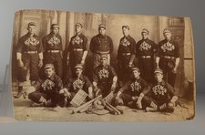 Vintage Early 1900's Sepia Non-Professional Baseball Team Photo picture