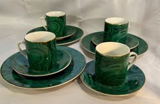 11 PC NEIMAN MARCUS MALACHITE DEMITASSE ESPRESSO CUP SAUCER PLATE SET JAPAN picture