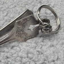 Antique silver-plated Bent Fork Keychain Oneida Community Par Plate Signed picture