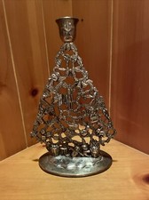 Vintage Godinger Christmas Tree Candle Holder Brass Silver Plate 11” picture
