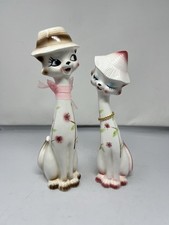RARE 60s 70s Retro Kitschy Japanese Ceramic 12 Inch Long Neck Cat Figurine Showa picture
