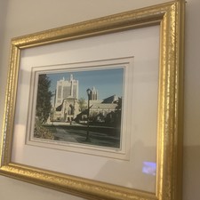 Yale University Sterling Memorial Library Print In Gold Frame 11in X 8.5in picture