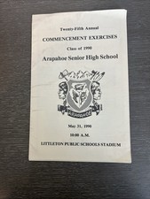 1990 Arapahoe High School Commencement Program Littleton Colorado Graduation picture