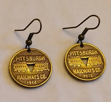 1922 PITTSBURGH RAILWAYS TOKEN EARRINGS 3/4