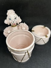 Vintage 1950s Lipper Mann Pink Spaghetti Poodle Cigarette Holder Ashtray Set MCM picture
