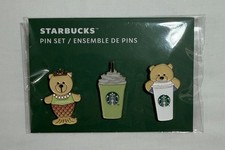 Starbucks Enamel Pin Set Summer Europe Bearista Mermaid Matcha Cups 3 Pcs NEW picture