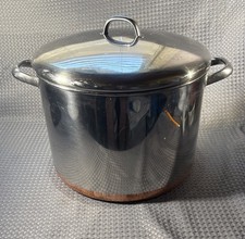 VTG 1985 Revere Ware 16 Qt Stock Pot w/Lid Stainless Steel Copper Bottom Rome NY picture