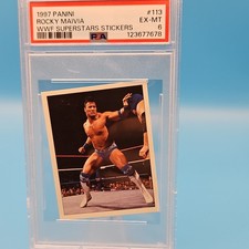 Panini 1997 WWF Superstars Stickers #113 Rocky Maivia Sticker PSA 6 picture