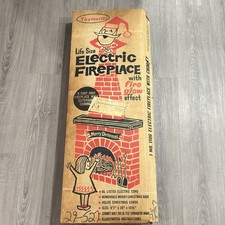 Vintage 1960s Toymaster Life Size Electric Fireplace 9ft w/ Original Box  picture