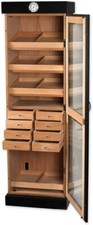 Premium Quality Tower Humidor Cabinet Holds Up to 3000 Cigars,Glass Door, Black picture