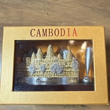 Vintage Cambodia Angkor Wat Desk Pen Holder Organizer w/ Original Box Souvenir picture