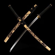Handmade T10 Clay tempered steel Katana Japanese Samurai Sword Battle Ready USA picture