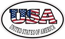 5X3 Oval USA Flag Letters United States of America Flag Sticker Vinyl Car Decal picture