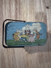 Vintage TINDECO Tin PETER RABBIT Candy  Lunch Box Easter Litho Candy 1920s picture
