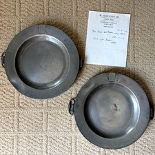 Antique c1800 English Pewter Hot Water Warming Plates Pair London Provenance picture