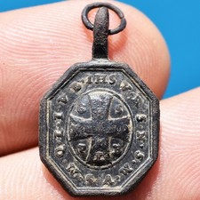 AWESOME 1700s ST BENEDICT CROSS RELIGIOUS MEDAL OLD BENEDICTINE MEDALLION picture