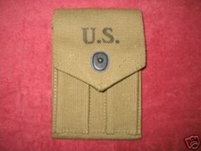 ORIG .EARLY  WW II (42) KHAKI 45 CAL. DOUBLE CLIP POUCH UNISSUED picture