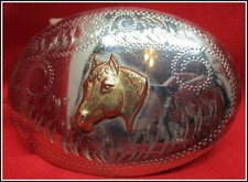 Awesome COMSTOCK German Silver Horse Head Hand Engraved Cowboy Belt Buckle  picture