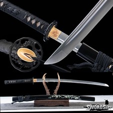 Black Katana Japanese Samurai Sword T10 Carbon Steel Functional Full Tang Sharp picture