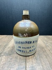 Vintage J.P CONNER & COMPANY CROCK JUG 20 Tilden Street Lowell Massachusetts picture