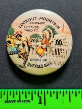 Vintage Lookout Mountain Buffalo Bill Grave Colorado Pinback Pin picture
