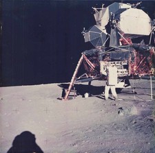 Vintage color photographic print from the Apollo 11 mission showing astronaut Bu picture