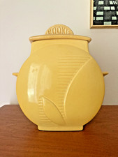 Vintage Red Wing Pottery Fondoso Art Deco Cookie Jar Bright Yellow Gypsy Trail picture