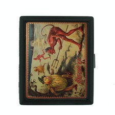Vintage Halloween D9 Regular Black Cigarette Case / Metal Wallet Old Fashioned picture
