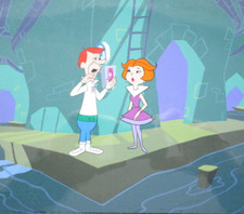 1985 JETSONS PRODUCTION BACKGROUND + CEL HANNA-BARBERA drawing space future picture