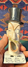 Vintage Schafer & Vater Bisque Porcelain Black Top Hat Novelty Ashtray Smoke EAR picture