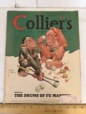 Collier's 4/1/1939 Lawson Wood cover April 1939 Sax Rohmer Drums of Fu Manchu #1 picture